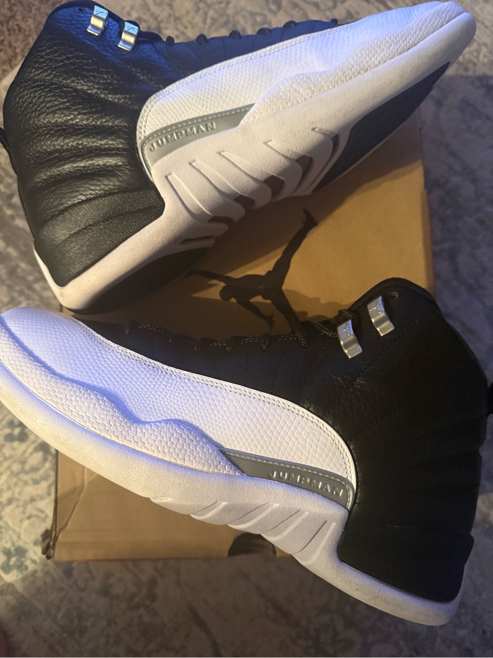 Jordan 12 Retro Playoffs - Black and White Retro High-Top Basketball Sneakers